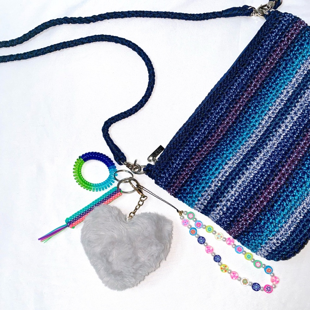 Y2K Nostalgia Keychain Set. Gray Heart Fashion Bag Charms Key Ring Set For Women
